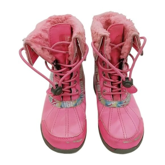 UGG Pink Winter Lace up Boots - youth size 1 - Picture 1 of 1